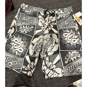 Oh Snap Men’s Black White And Gray Printed Shorts Size X-large